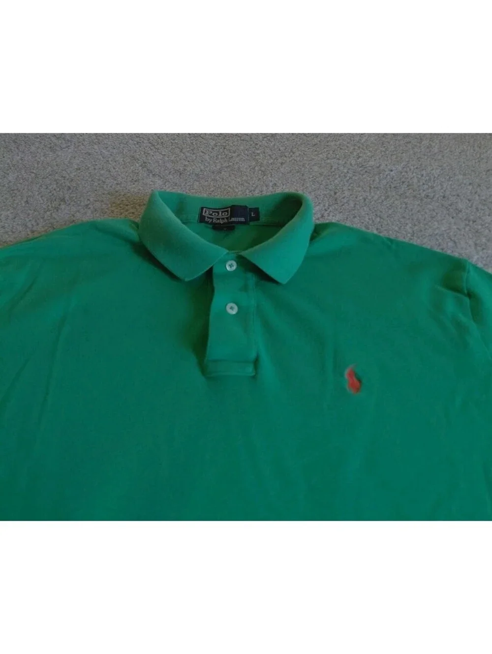 Polo Ralph Lauren Green Polo Shirt Large Short Sleeve Logo Button Mens